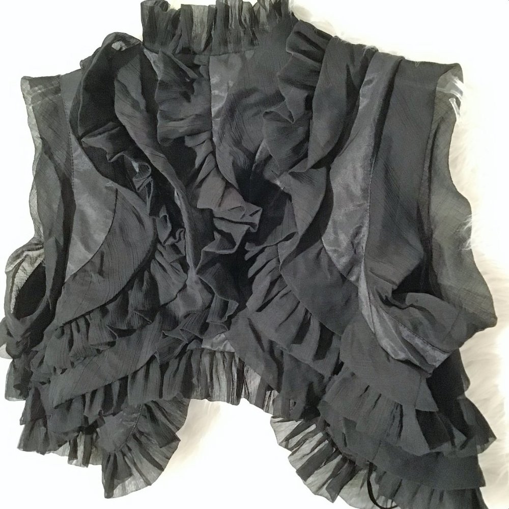 NWT - Black Designer Ruffle Shrug - Picture 2 of 4